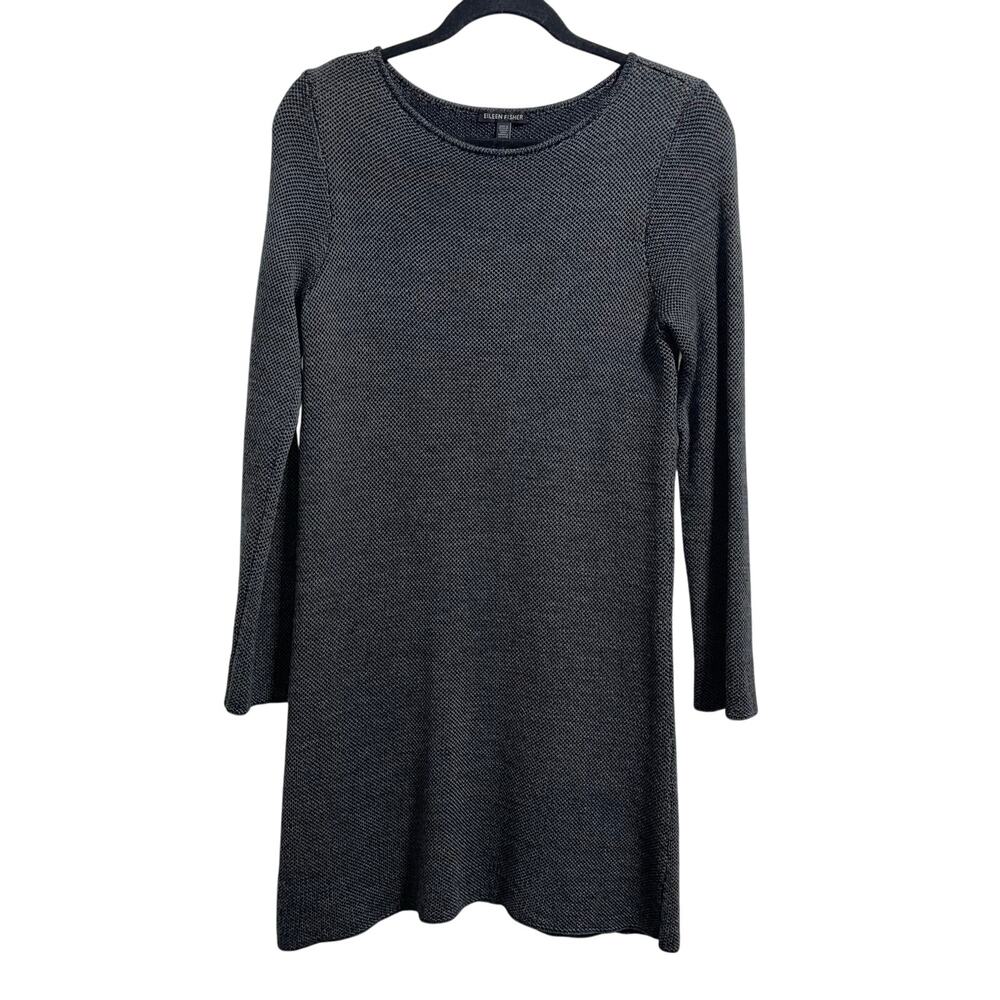 Eileen Fisher 100% Extra Fine Merino Wool Sweater Dress Long Sleeve Women's XS